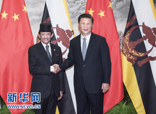 9月13日，國家主席習近平在北京人民大會堂同文萊蘇丹哈桑納爾舉行會談。 新華社記者 李濤 攝