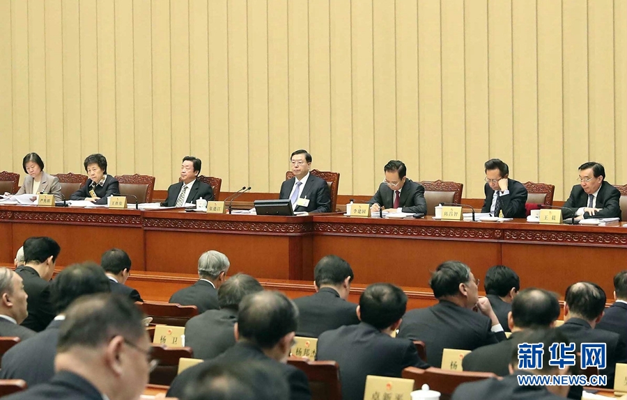 2月23日，十二屆全國人大常委會第三十三次會議在北京人民大會堂開幕。張德江委員長主持會議。 新華社記者　劉衛兵　攝