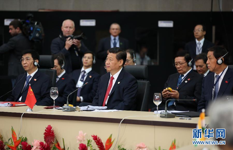 7月15日，國家主席習近平在巴西福塔萊薩出席金磚國家領導人第六次會晤。 新華社記者 蘭紅光 攝 