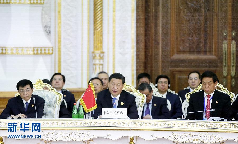 9月12日，上海合作組織成員國元首理事會第十四次會議在塔吉克斯坦首都杜尚別舉行。國家主席習近平出席會議并發表重要講話。新華社記者鞠鵬攝 