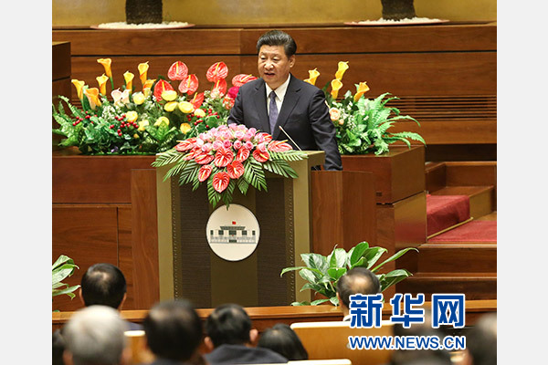 11月6日，中共中央總書記、國家主席習(xí)近平在越南國會發(fā)表題為《共同譜寫中越友好新篇章》的重要演講。 新華社記者 龐興雷 攝