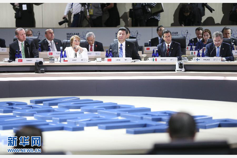 4月1日，第四屆核安全峰會在美國首都華盛頓舉行。國家主席習近平出席并發(fā)表題為《加強國際核安全體系，推進全球核安全治理》的重要講話。新華社記者蘭紅光攝